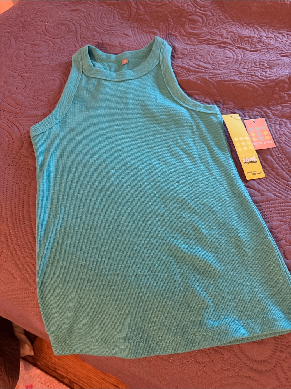 Title Nine Teal Ribbed High-Neck Tank